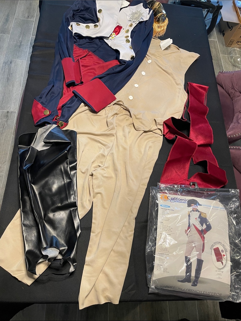Napoleon French Emperor Navy & Red Military Coat costume large 42-44 NO HAT
